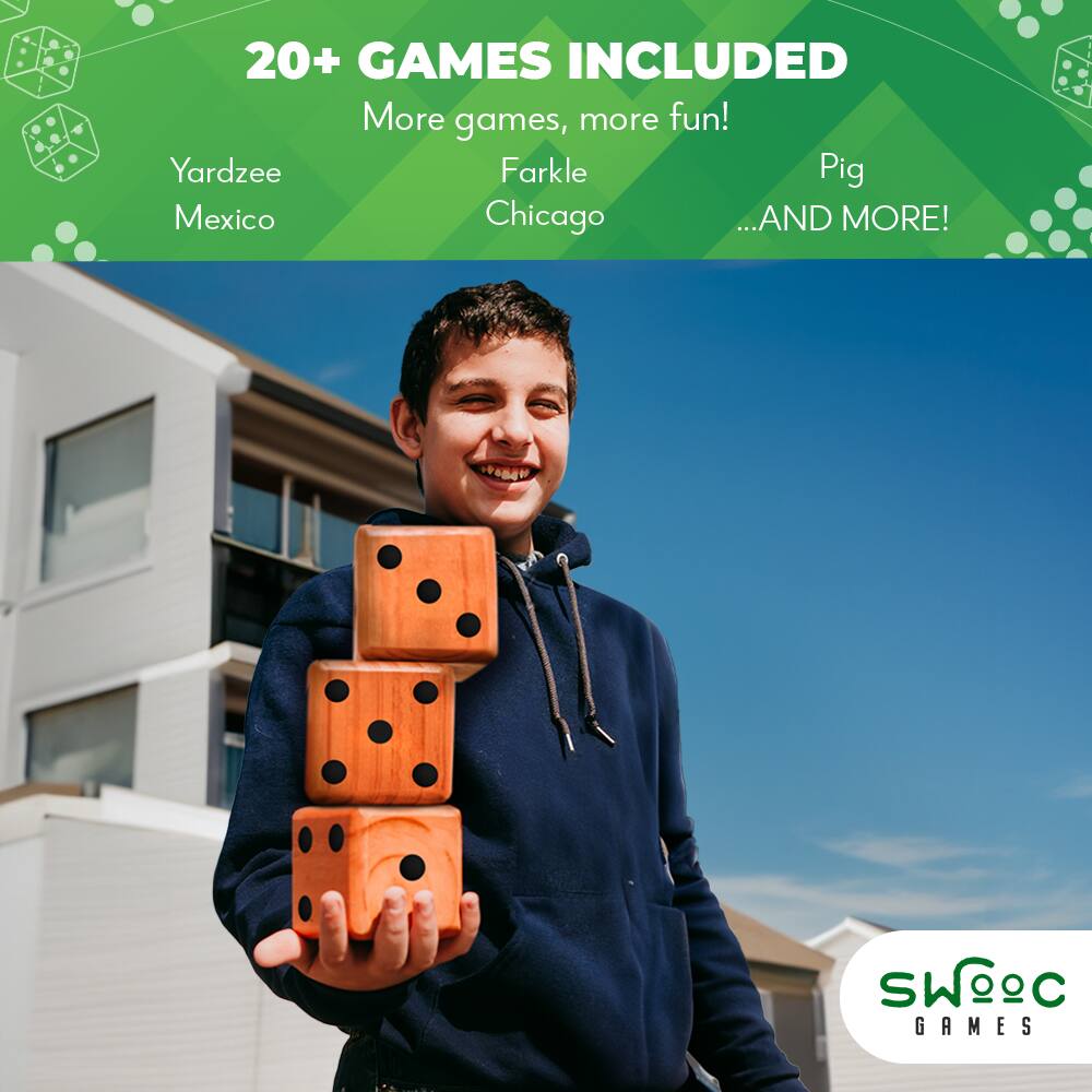 20+ GAMES INCLUDED  
More games, more fun!  
Yardzee  
Mexico  
Farkle  
Chicago  
Pig  
...AND MORE!  

SWOOC GAMES