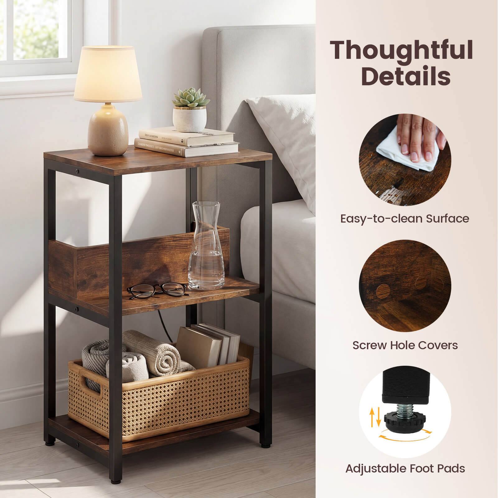 Thoughtful Details  
Easy-to-clean Surface  
Screw Hole Covers  
Adjustable Foot Pads