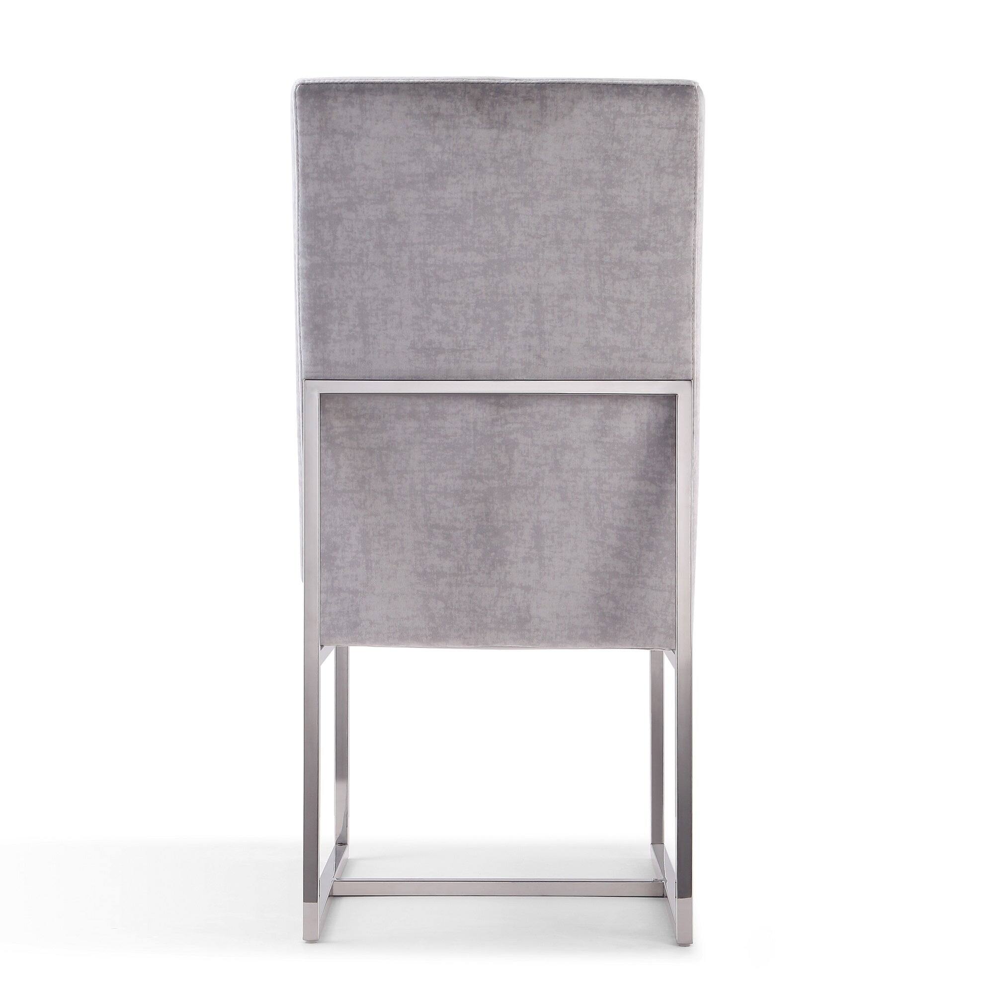 Alt View 4. Manhattan Comfort - Element Modern Metal Velvet Dining Chair - Set of 2 - Gray.