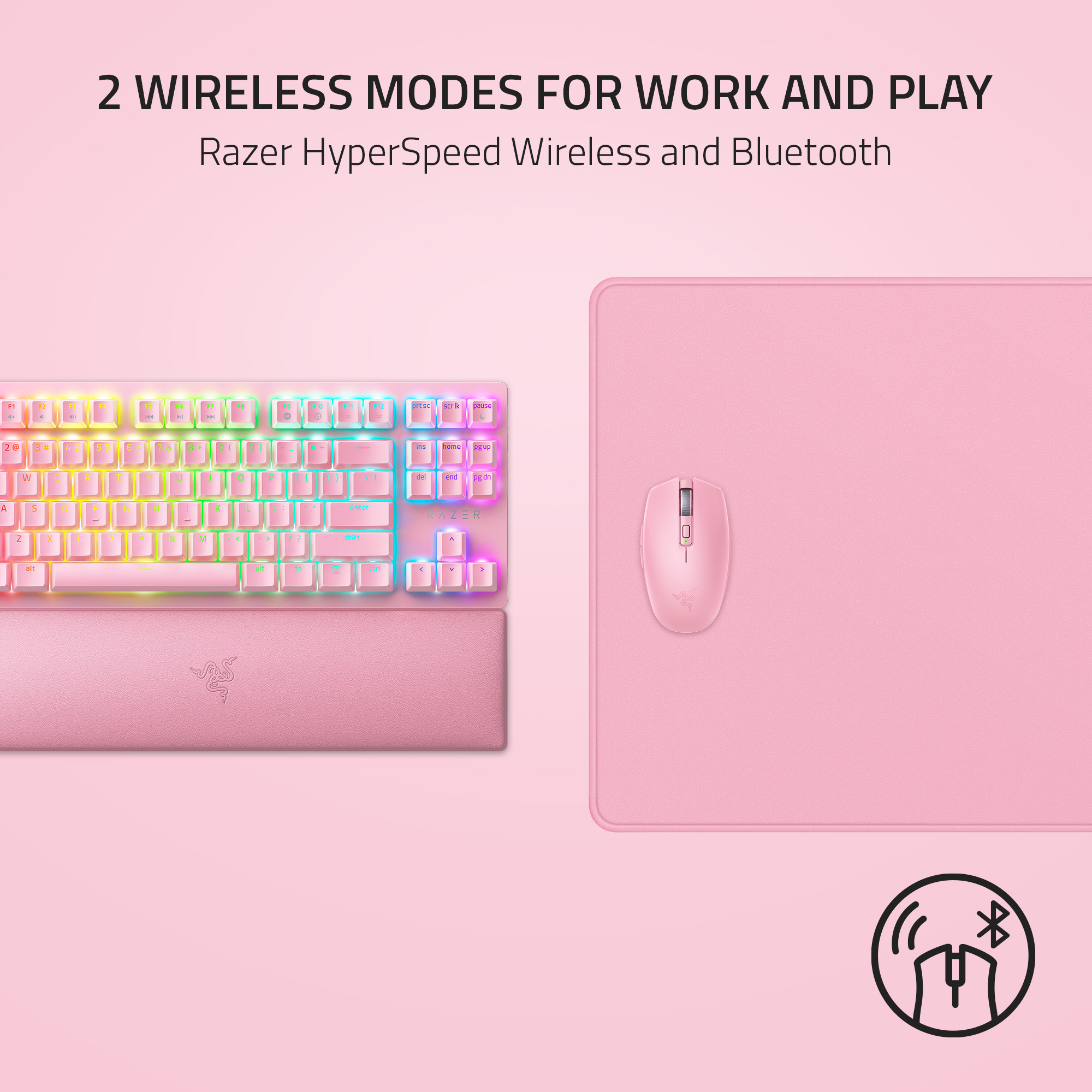 2 Wireless Modes for Work and Play: Razer HyperSpeed Wireless and Bluetooth.