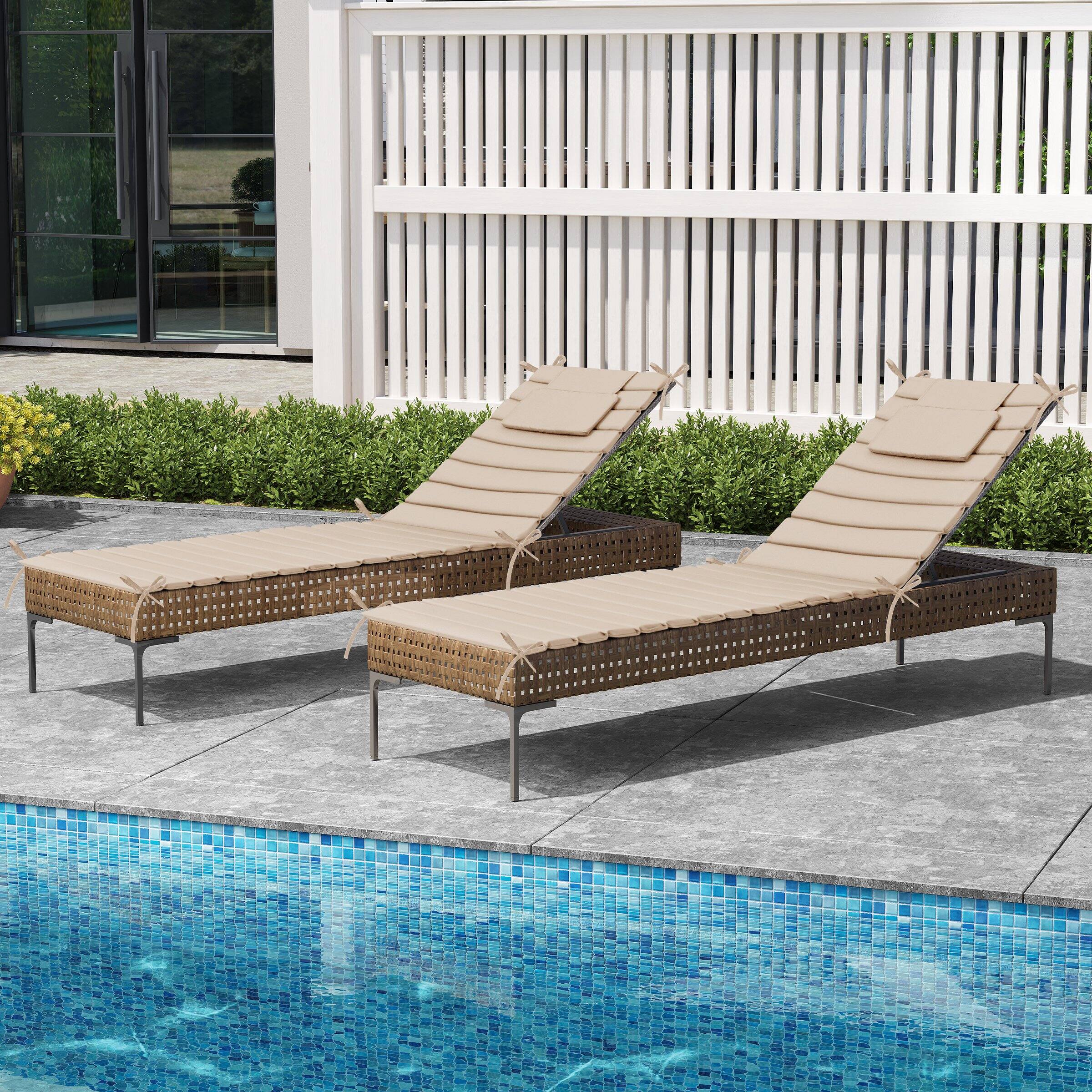 Angle. Crestlive Products - Crestlive Products Outdoor Patio Lounge Chair Cushion - Beige.