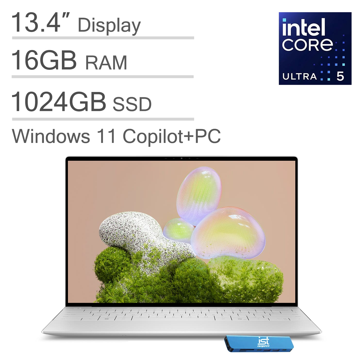 Dell - XPS 13 9350 13.4" WUXGA 120Hz Laptop - Intel Core Ultra 5 with 16GB Memory - 1TB SSD - Thunderbolt 4 - Windows 11 Pro - Platinum