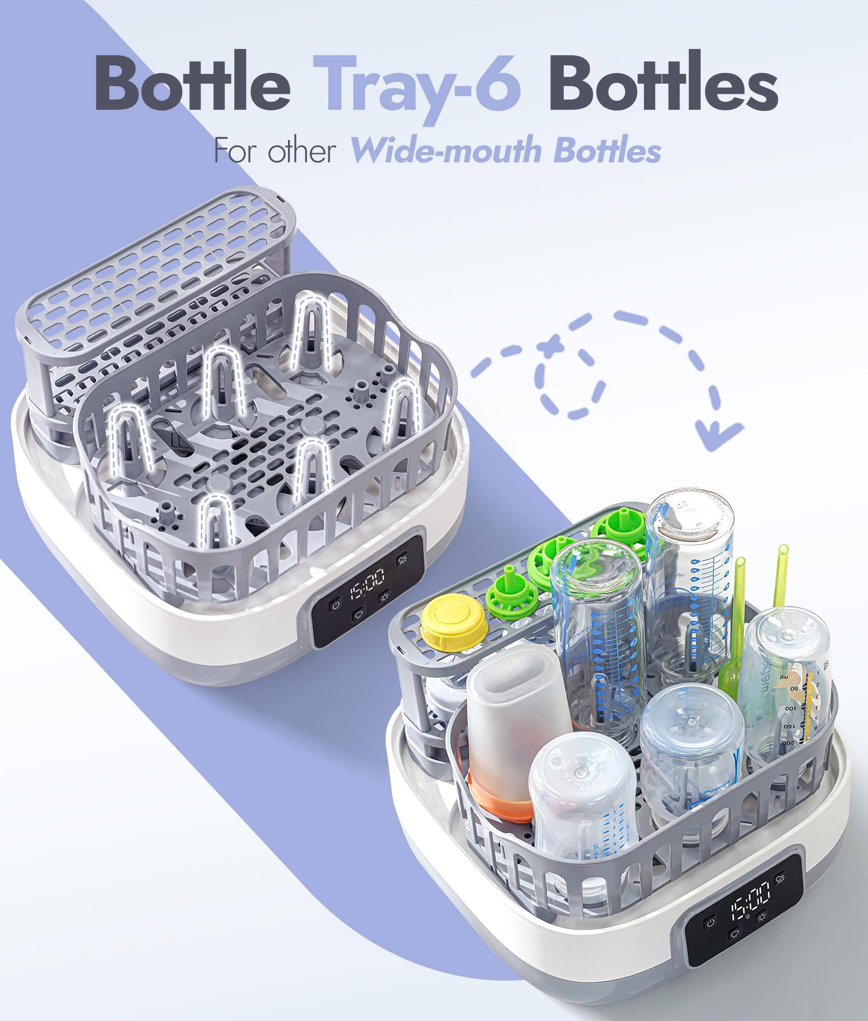 Bottle Tray-6 Bottles  
For other Wide-mouth Bottles