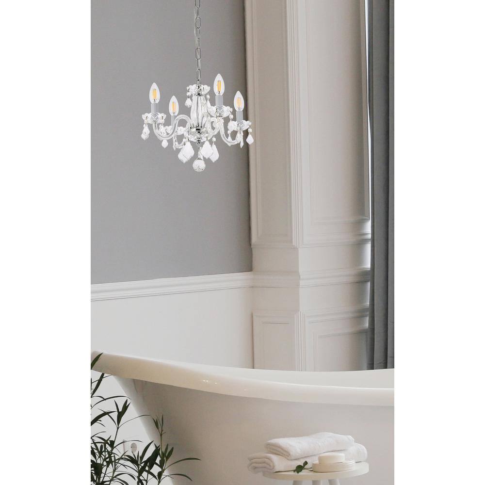 Left. Elegant Lighting - Rococo 4 light Chrome Pendant Clear Royal Cut Crystal - Chrome.
