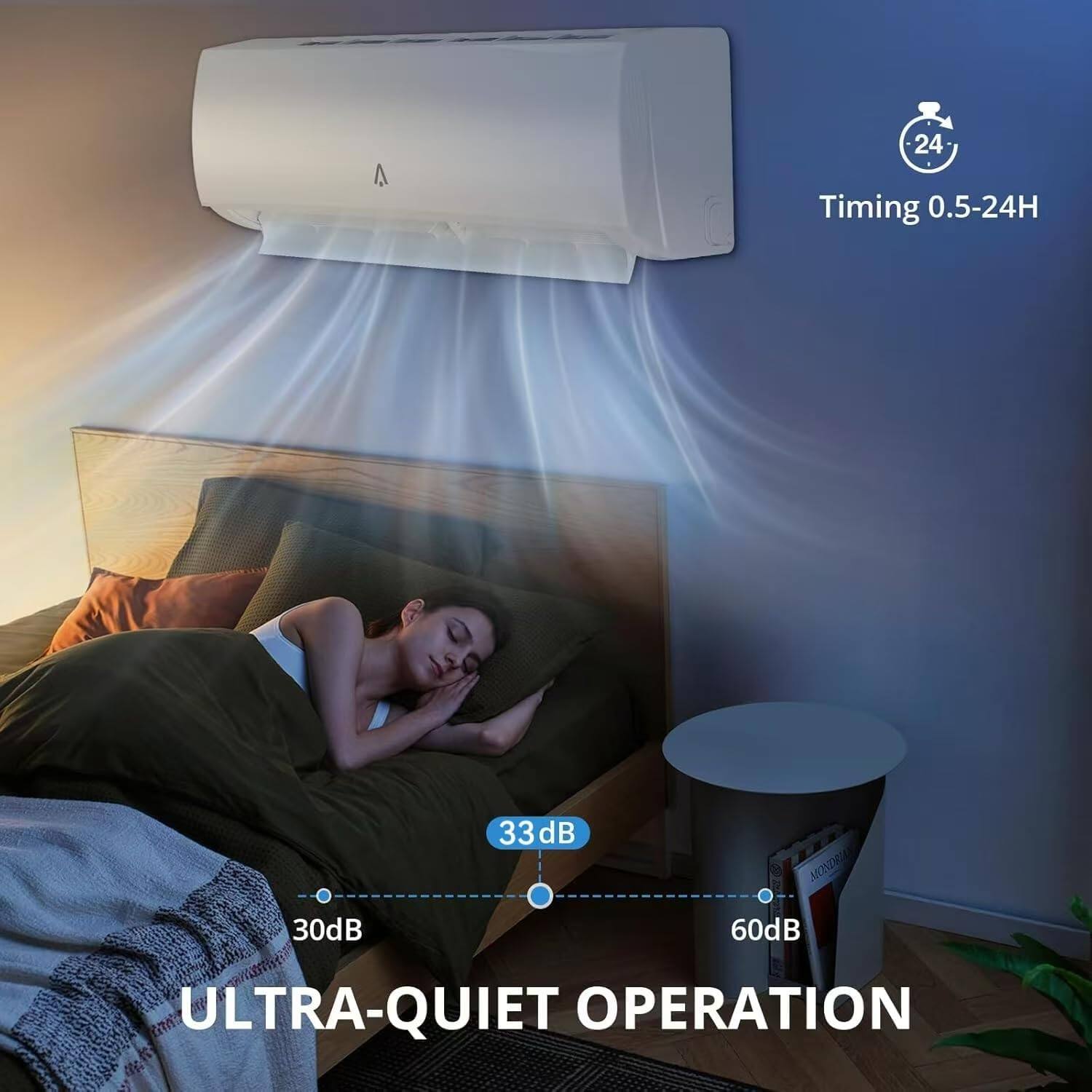 A 24 Timing 0.5-24H  
30dB 33dB 60dB  
ULTRA-QUIET OPERATION