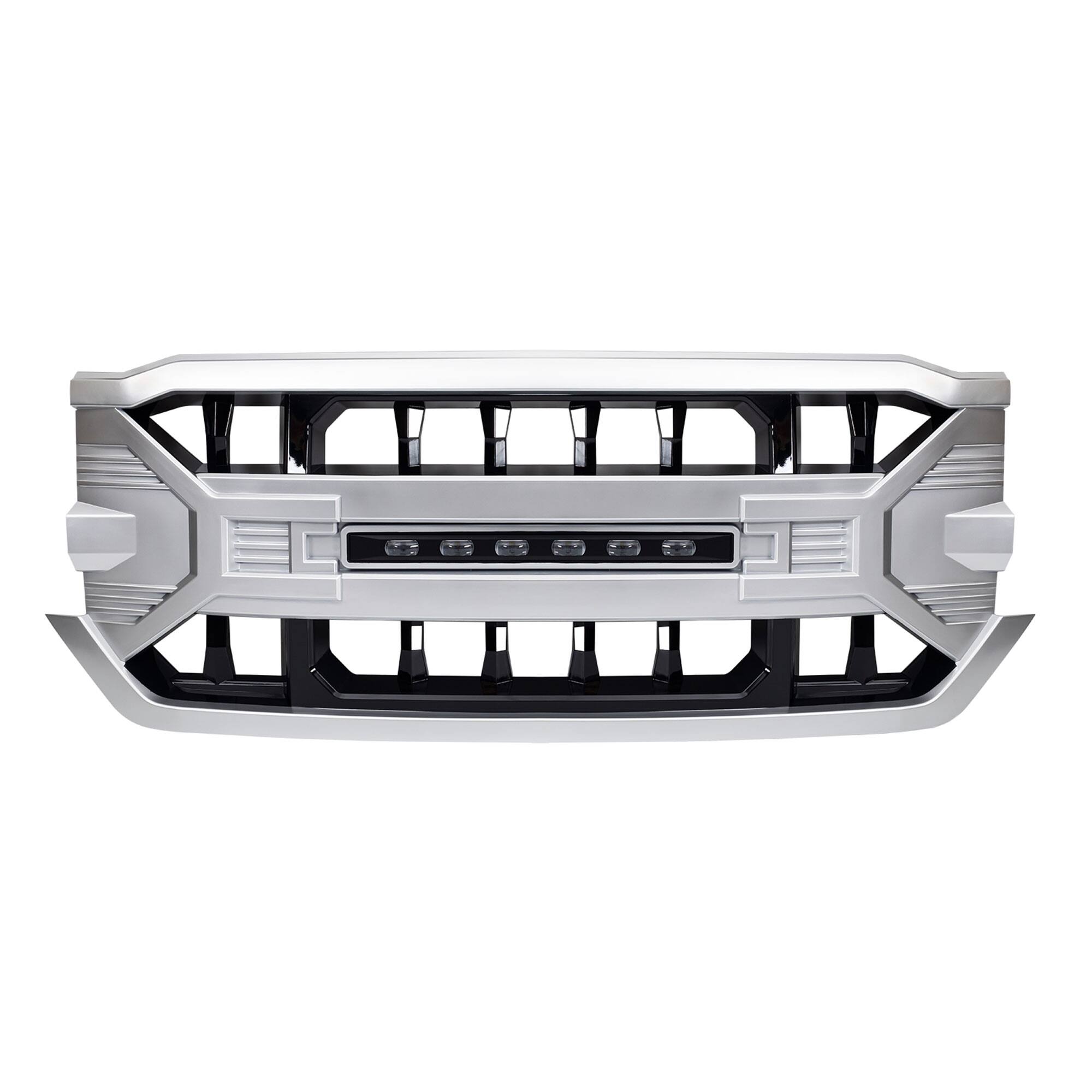 Alt View 8. AMERICAN MODIFIED - AMERICAN MODIFIED Armor Grille for 2016-2019 Chevrolet Silverado 1500, Silver - Silver.