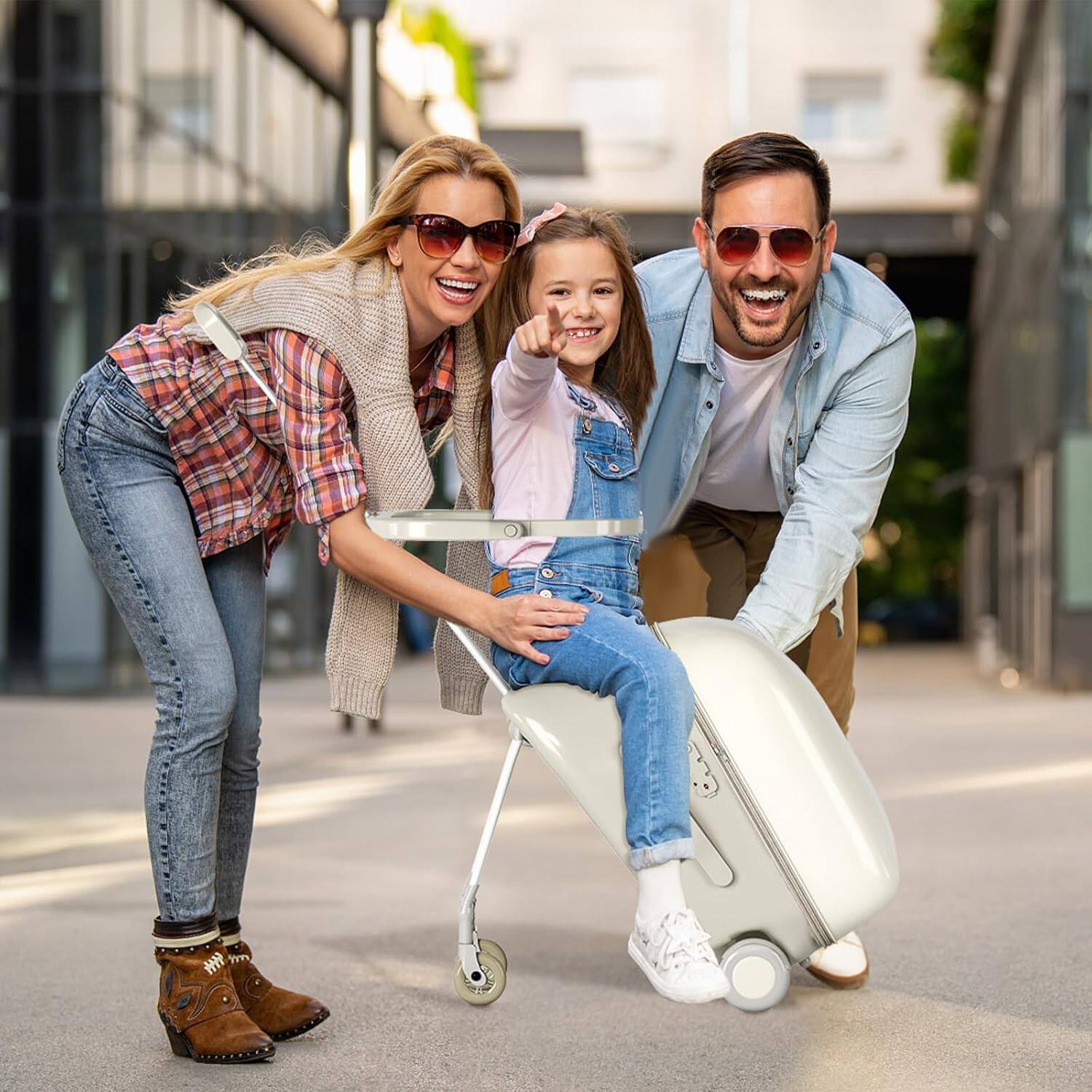 Alt View 2. Circus Cirle -  2-in-1 Ride-On Suitcase for Kids - White.