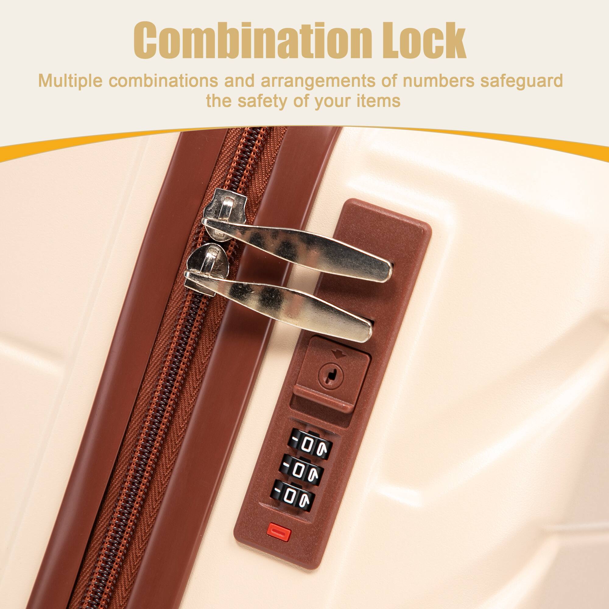Combination Lock  
Multiple combinations and arrangements of numbers safeguard the safety of your items