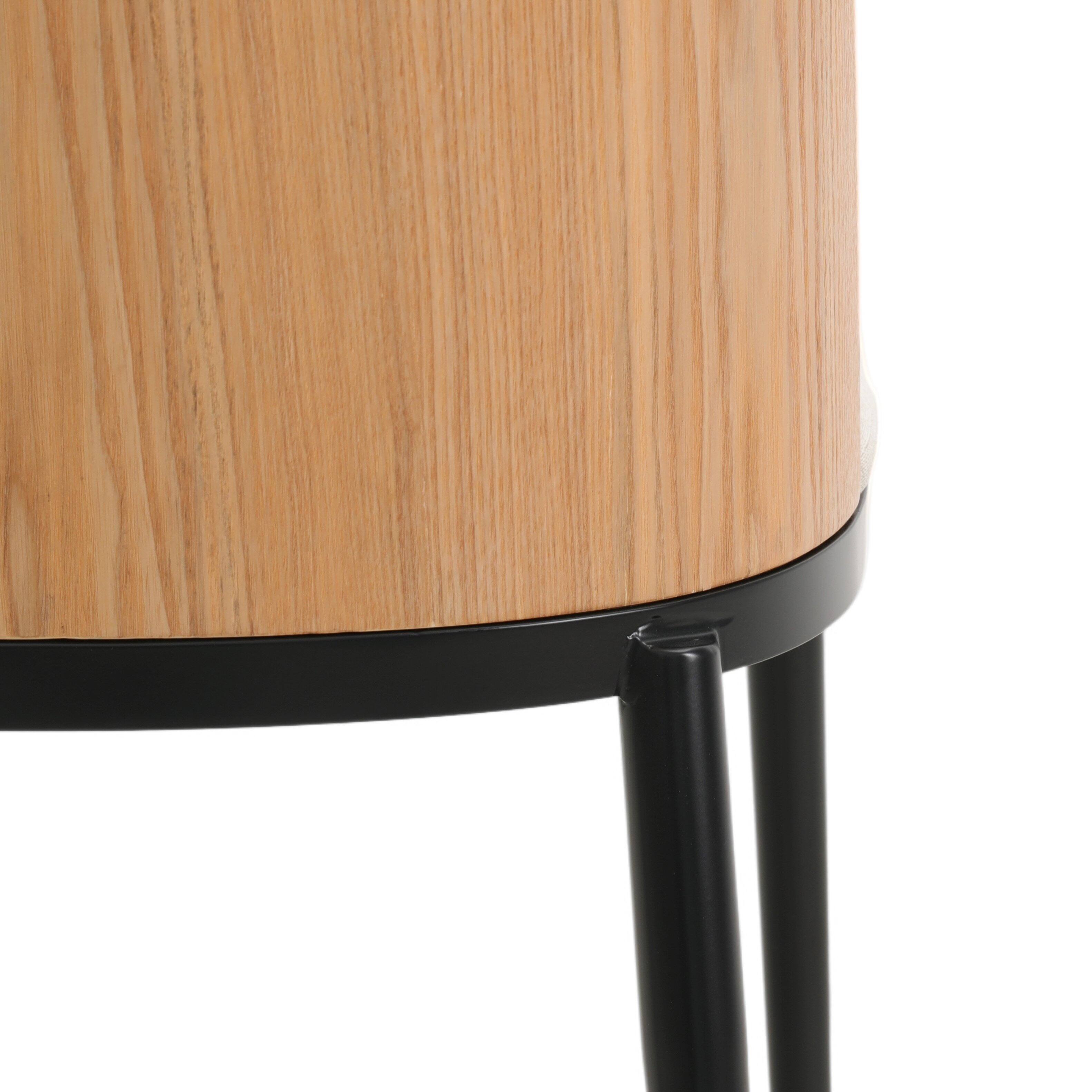 Alt View 6. LeisureMod - Tule 2-PCS Modern Upholstered Dining Chair, Mid-Century Padded Cushion Accent Side Chair with Powder-Coated Steel Legs - Natural Wood/Beige.