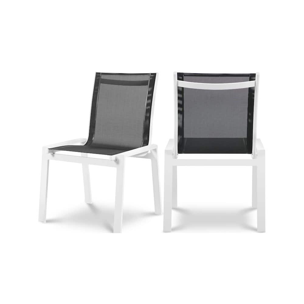 Meridian Furniture - Nizuc Outdoor Patio Dining Chair, Set of 2 - Black Mesh Water Resistant Fabric
