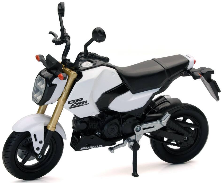Angle. New Ray - Honda GROM Motorcycle White 1/12 Diecast Model by New Ray - White and Black.