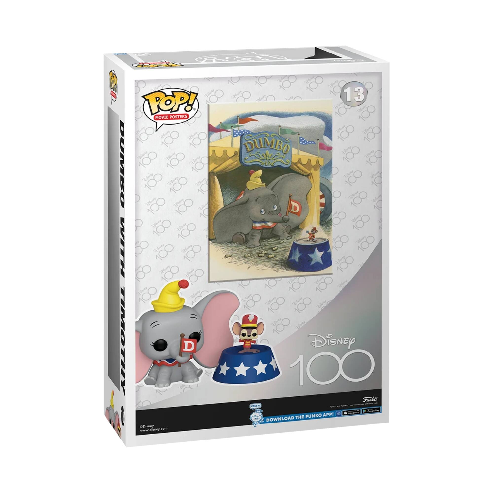 C POP! MOVIE POSTERS DUMBO TH TIMOTHY D Dinay www.dlatay.com - - 13 DUMBO D Disney 100 Funke FUNKO APP! DOWNLOAD THE FUNKO APP!