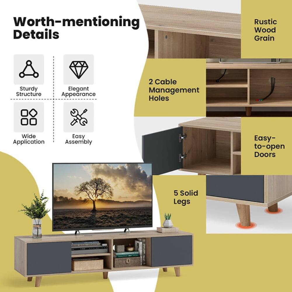 Worth-mentioning Details

- Rustic Wood Grain
- Sturdy Structure
- Elegant Appearance
- 2 Cable Management Holes
- Wide Application
- Easy Assembly
- Easy-to-open Doors
- 5 Solid Legs