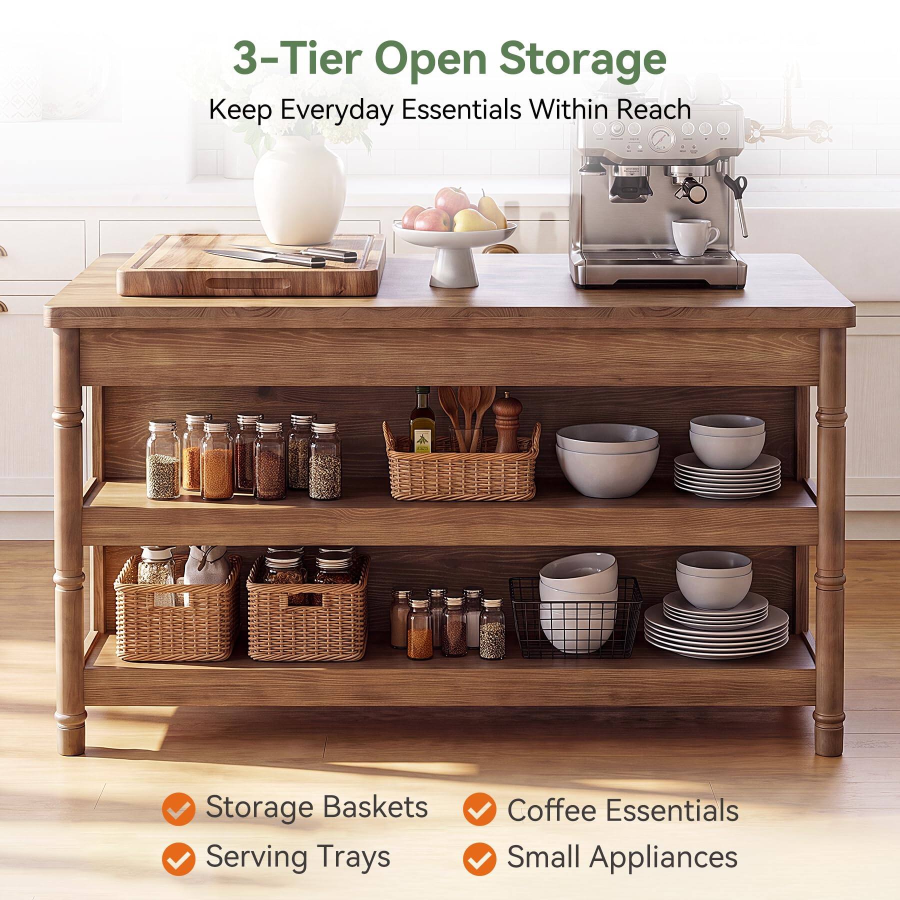 3-Tier Open Storage  
Keep Everyday Essentials Within Reach

- Storage Baskets
- Serving Trays
- Coffee Essentials
- Small Appliances