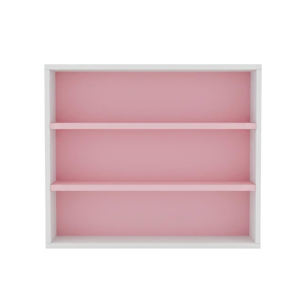 Back. FurniFact - White and Pink 3-Tier Open Shelf Bookcase with Modern Storage Design - Brown.