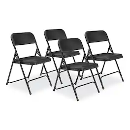 National Brand - 800 Series Plastic Folding Chair Supports Up to 500 lb 18 Seat Height Seat Back Base 4/Carton - Black