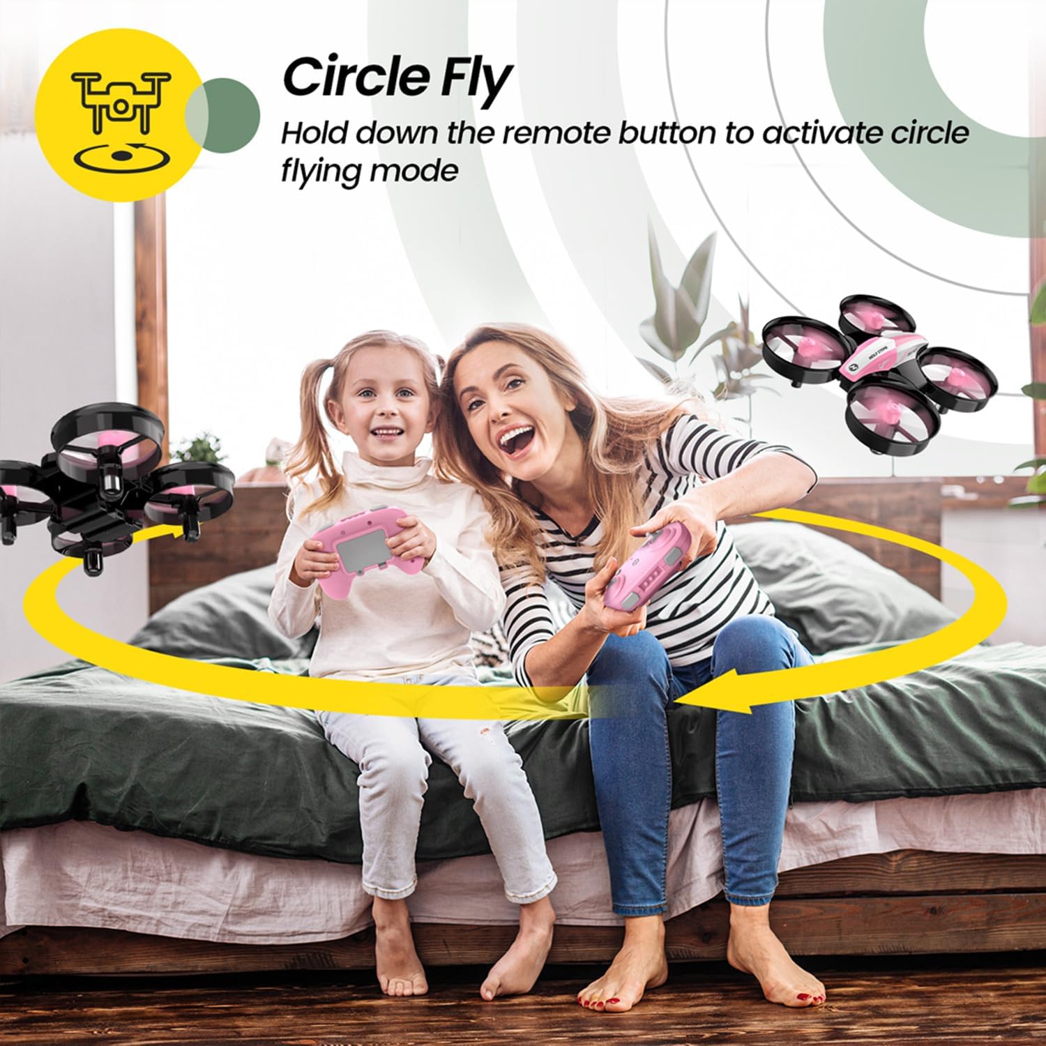Circle Fly  
Hold down the remote button to activate circle flying mode