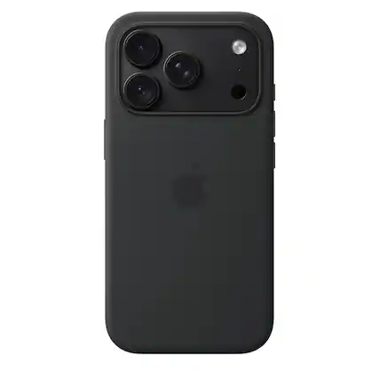 Front. Apple - iPhone 18 Pro Silicone Case with MagSafe - Black.