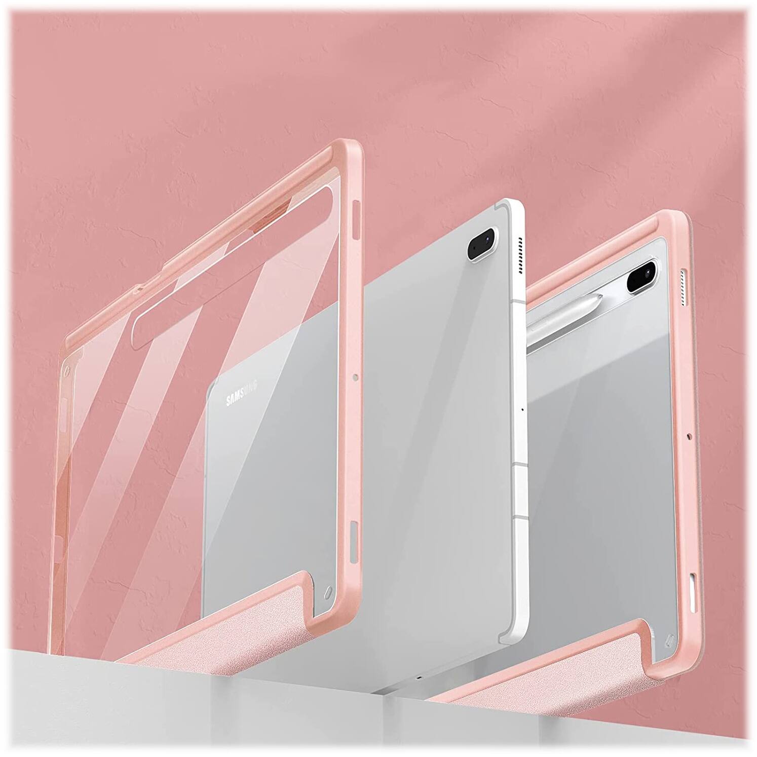 Alt View 16. SaharaCase - Folio Case for Samsung Galaxy Tab S8+ and Tab S7 FE - Clear/Pink.