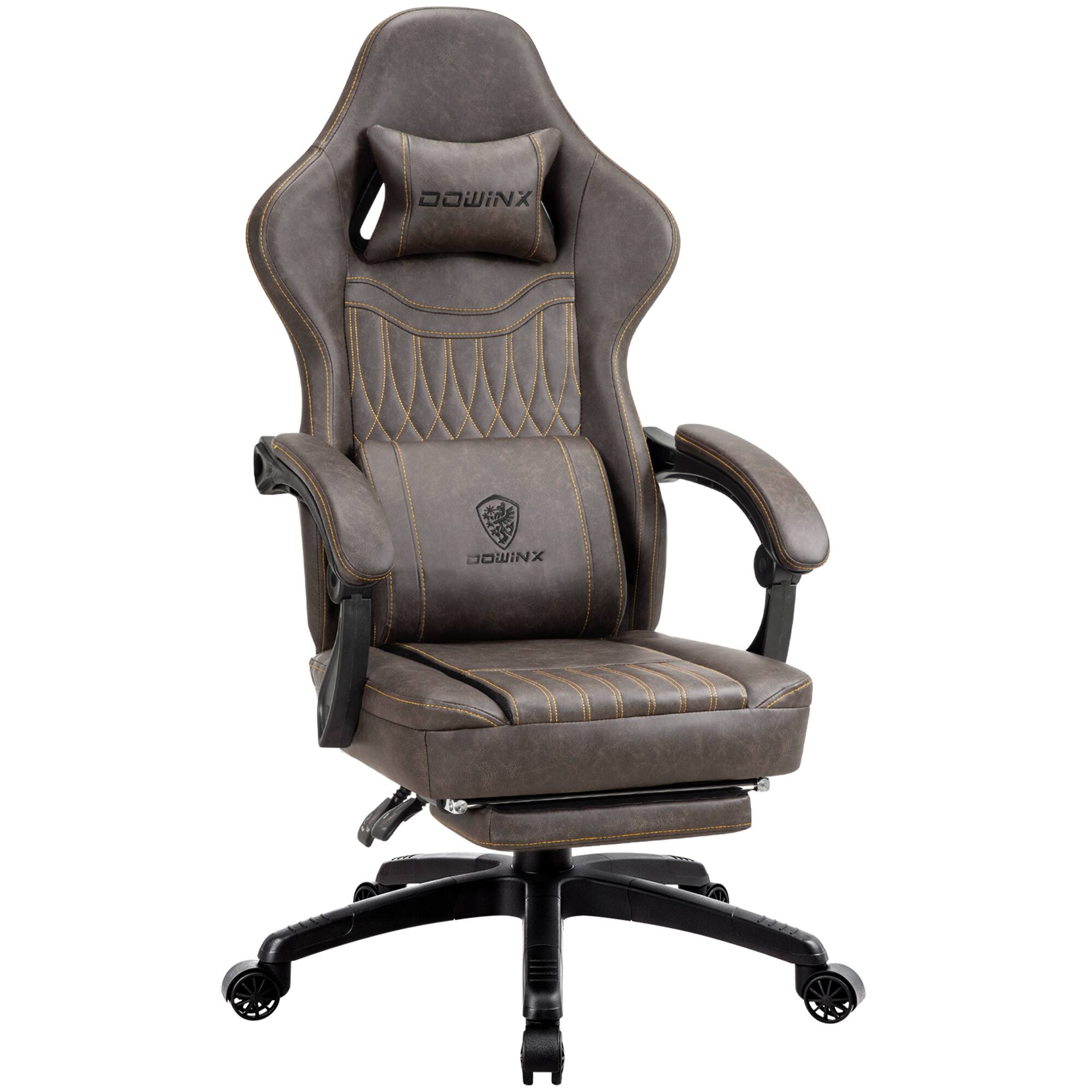 Dowinx - Gaming Chair with Pocket Spring Cushion, Breathable PU Leather Game Chair, Ergonomic Computer Chair with Lumbar Support - Brown price history on PriceWatchPro