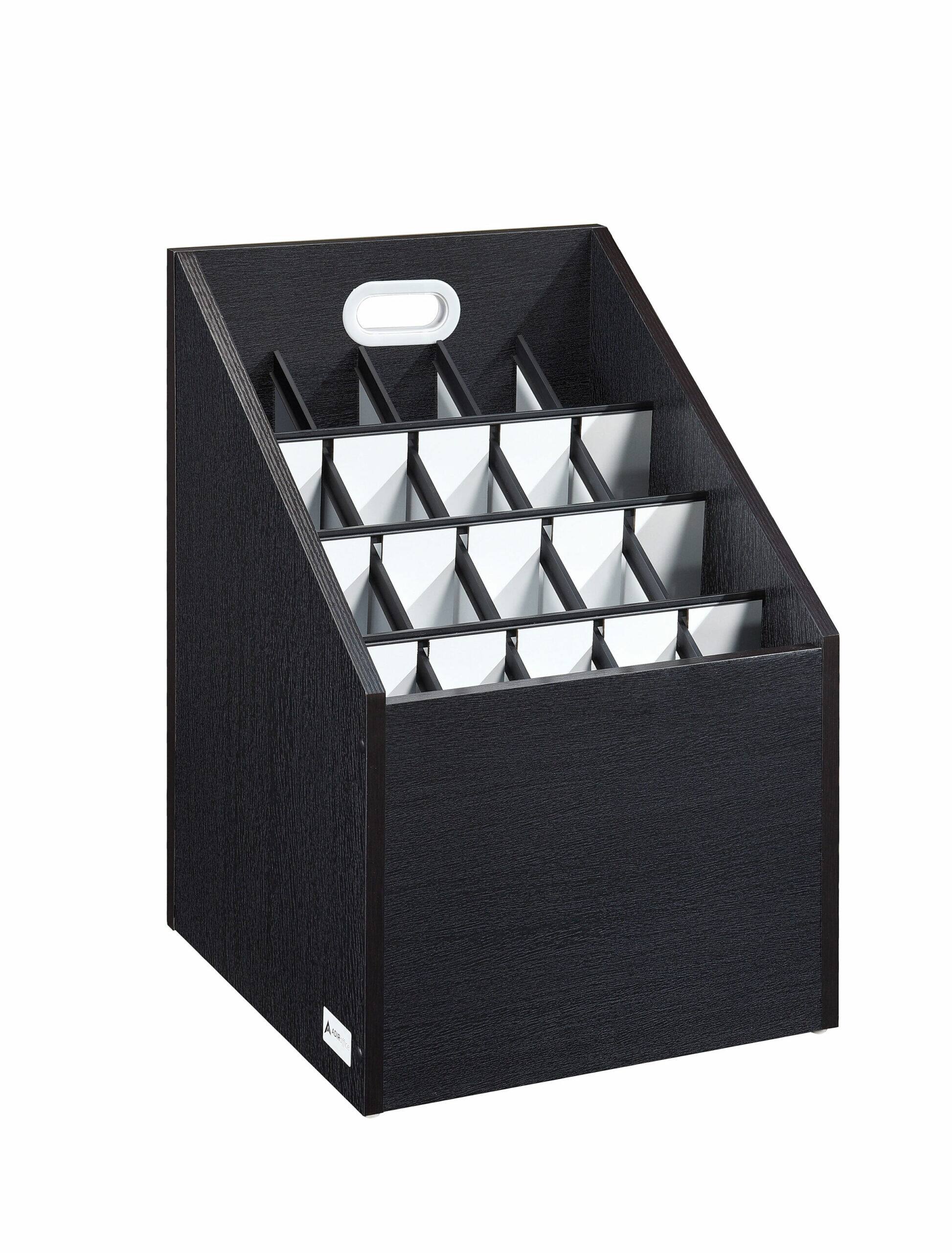 Front. AdirOffice - Blueprint Storage Wood 20 Compartment Roll File Stand - Black.