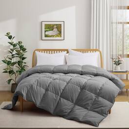 Puredown - Luxurious 300TC 100% Organic Cotton Down Feather Fiber Comforter, California King - Gray