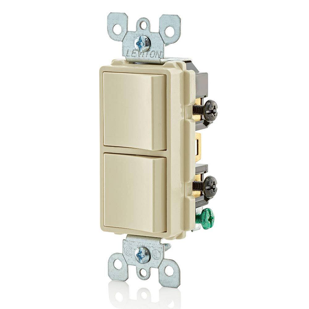 Angle. Leviton - Decora Single-Pole AC Combination Switch 5634-I - Ivory.