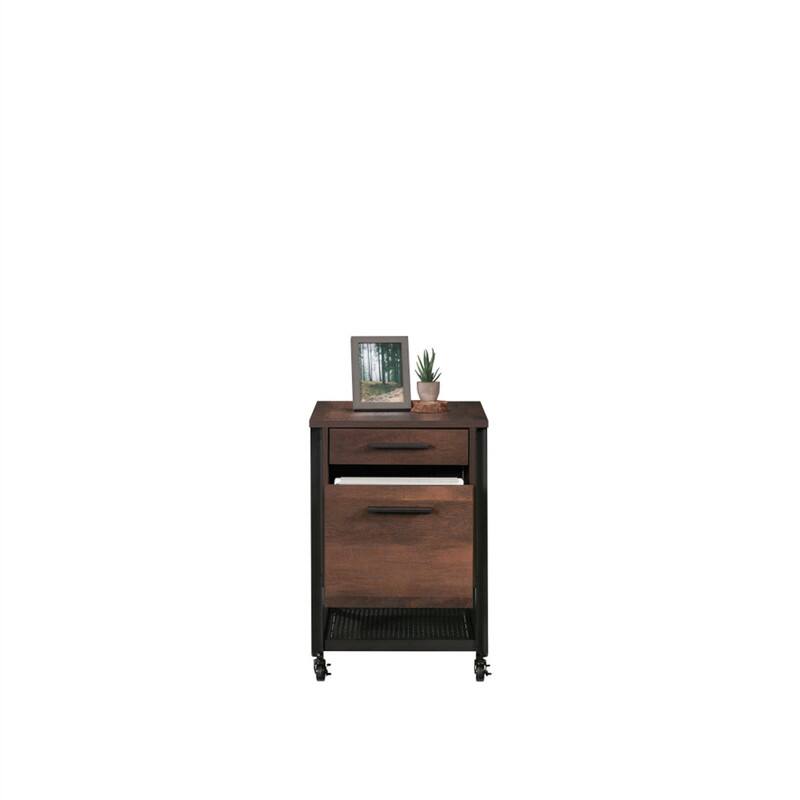 Alt View 2. HTUTWOO - Pedestal File Cabinet with Large Drawers - Engineered Wood Mobile Cabinet with Locking Wheels & Full Extension Slides - Walnut.