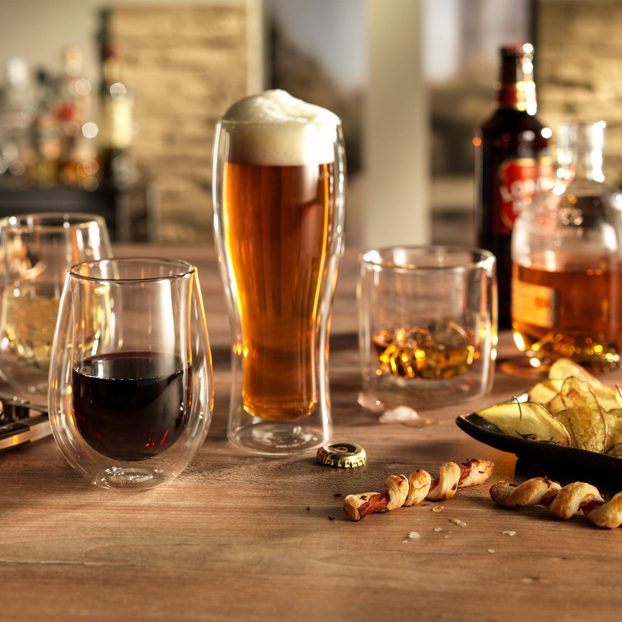 Alt View 4. ZWILLING - ZWILLING Sorrento 2-pc Double-Wall Beer Glass Set - Clear.