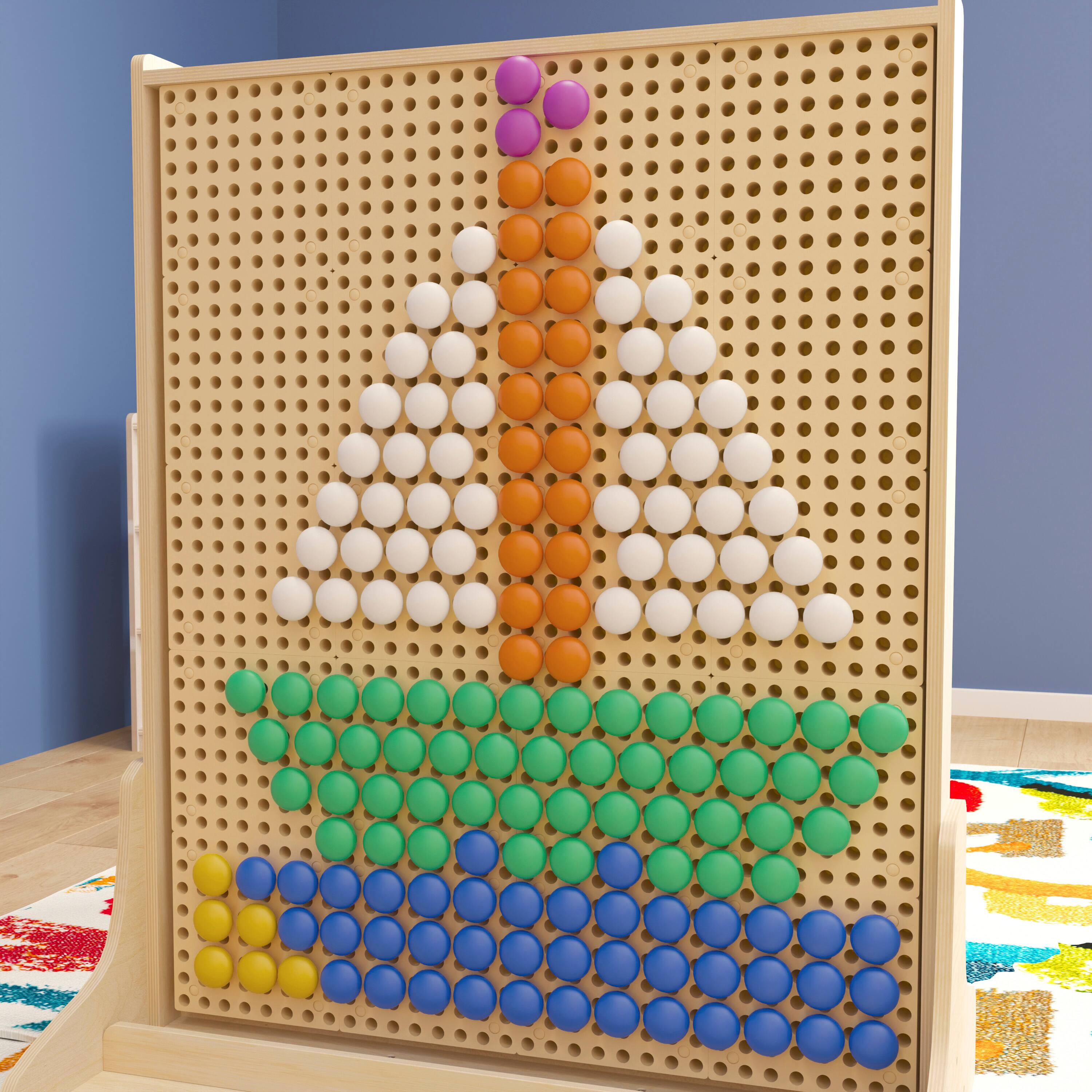 Alt View 1. Flash Furniture - Bright Beginnings Commercial Grade 64 Piece Jumbo Peg Accessory Pack for Modular STEAM Walls (Not Included) - Multicolor - Multi.