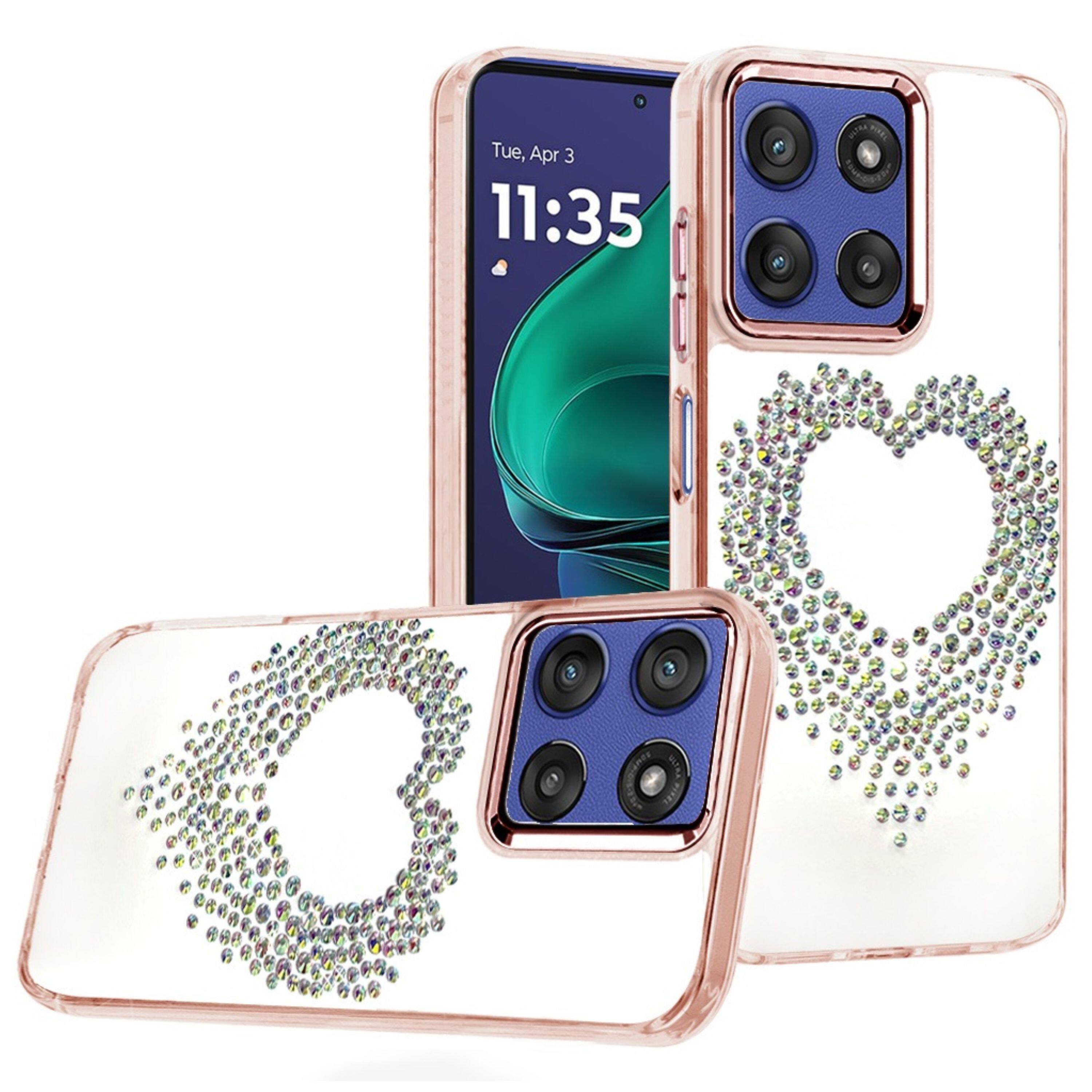 Kitcheniva - Heart Shaped Rhinestones Clear Plus Tempered Glass For Moto G Stylus 2026/2025 - Rose Gold price history on PriceWatchPro