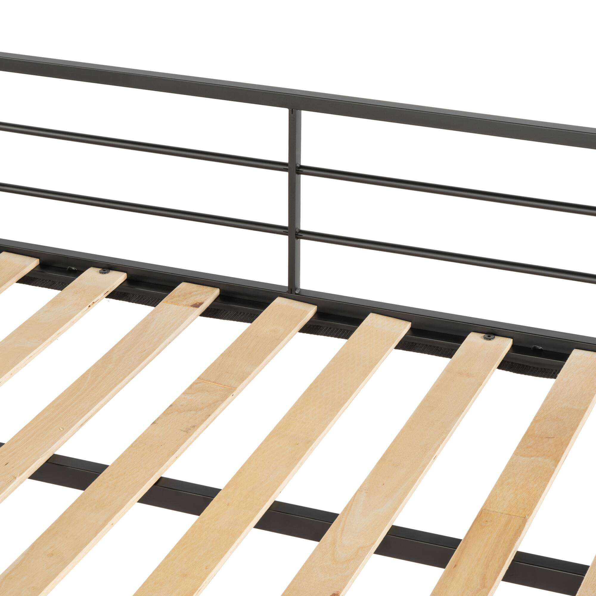 Alt View 2. GOODSILO - Sturdy Twin Over Full Metal Bunk Bed with Guardrails for Enhanced Safety and Comfort - Black.