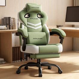 GTPlayer - Gaming Chair 360°-Swivel Big & Tall Computer Chair with Footrest and Lumbar Support for Office or Gaming - Green