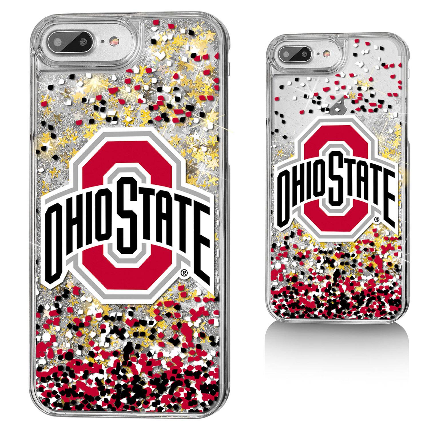 Front. Keyscaper - Ohio State Buckeyes iPhone Glitter Confetti Design Case - 14 - Multicolor.