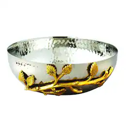 Jiallo - Elegance Gilt Leaf Hammered Bowl - Silver, Multi Color