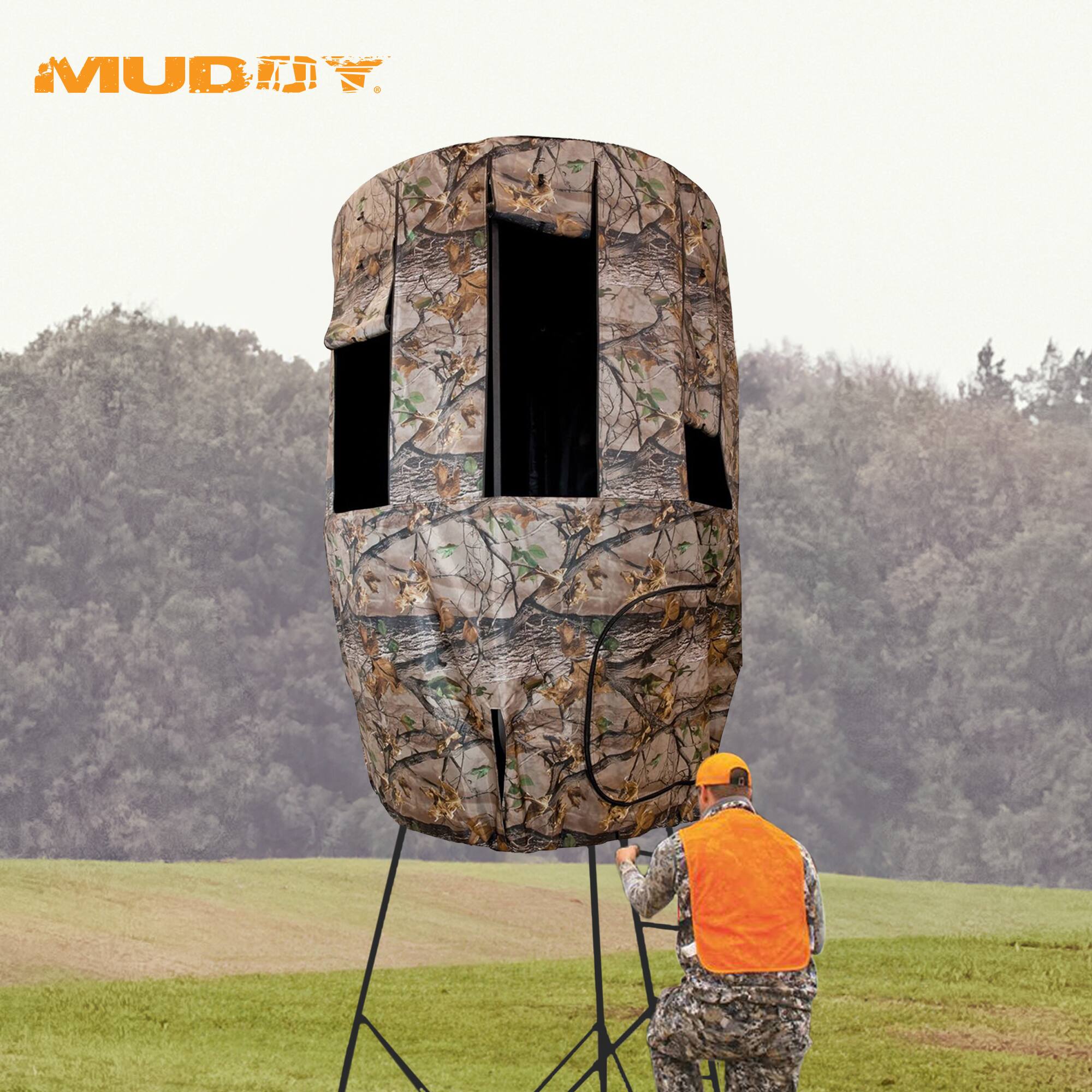 Alt View 3. Muddy - Muddy Roof Kit Hunting Gear, Hunting Blind w/ 8 Windows for Liberty Tripod Stand - Camouflage.