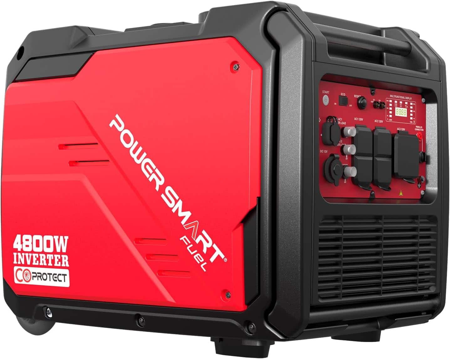 POWERSMART - 4800W Portable Inverter Generator, Gas Powered Quiet with Electric Start & CO Alarm, 223cc 4-Stroke OHV - Red