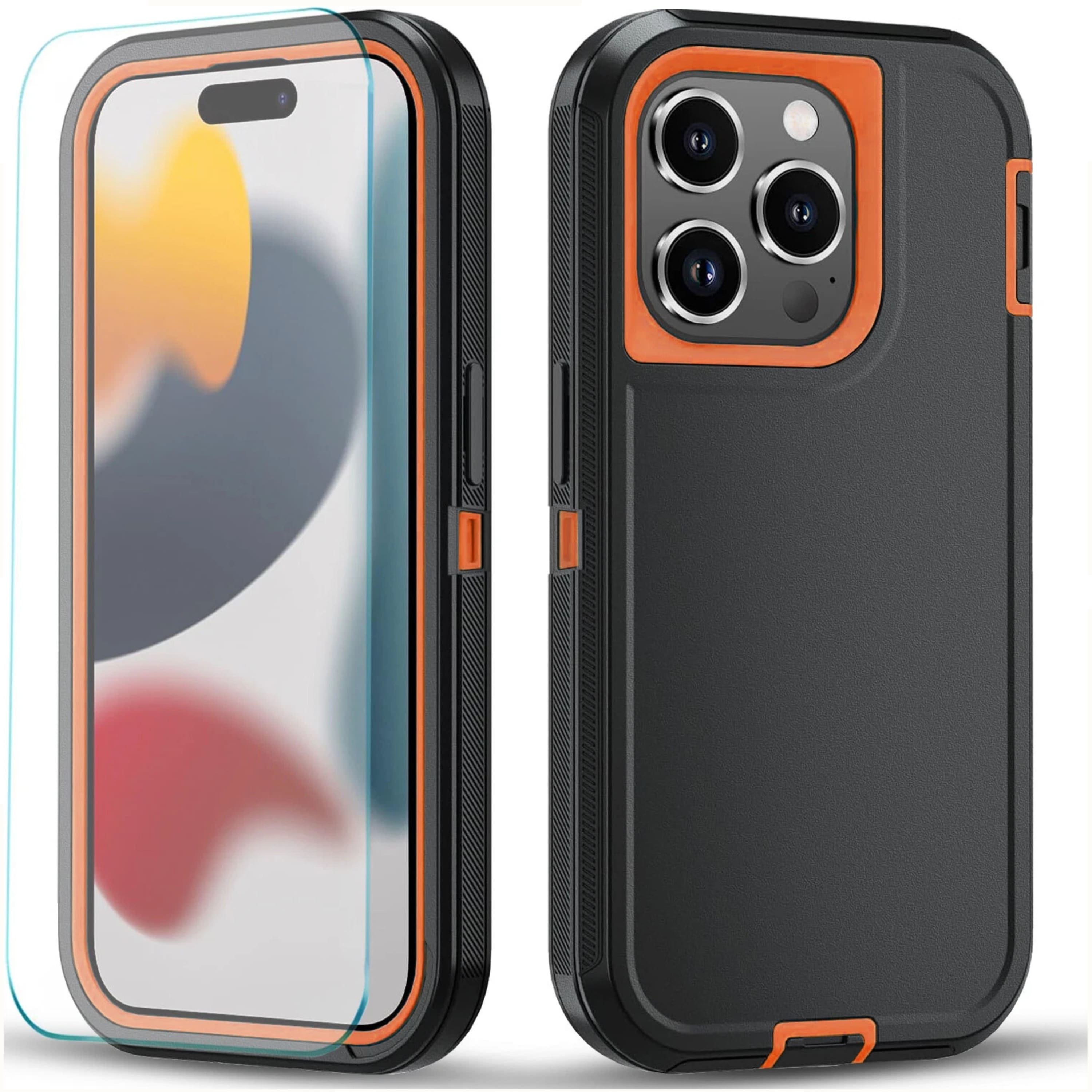 Kitcheniva - iPhone Shockproof Case with MagSafe Support For 14 Plus Cover And Tempered Glass - Orange