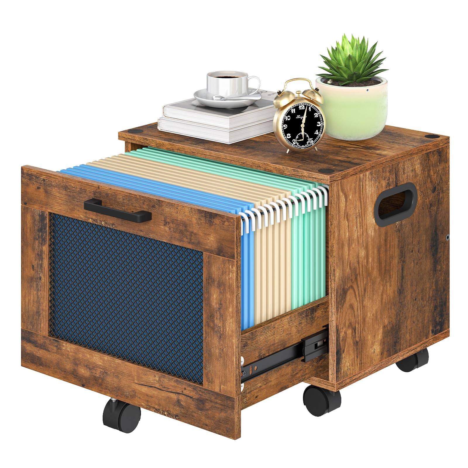 Front. Earthley Blooms - File Cabinet Rolling Cart Under Desk Filing Organizer Box Home Office Basket Drawer Letter Files Bf11wj01.