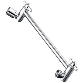 Paradigms Interiors - Brass Shower Arm Extender For Rain And Handheld Head Universal Extension Height Angle Adjustable Brushed Ni - Chrome-10 Inch