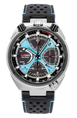 Citizen - Promaster Limited Edition Chronograph Leather Strap Dial Eco-Drive Diver's AV0106-01L 200M Men's Watch - Blue