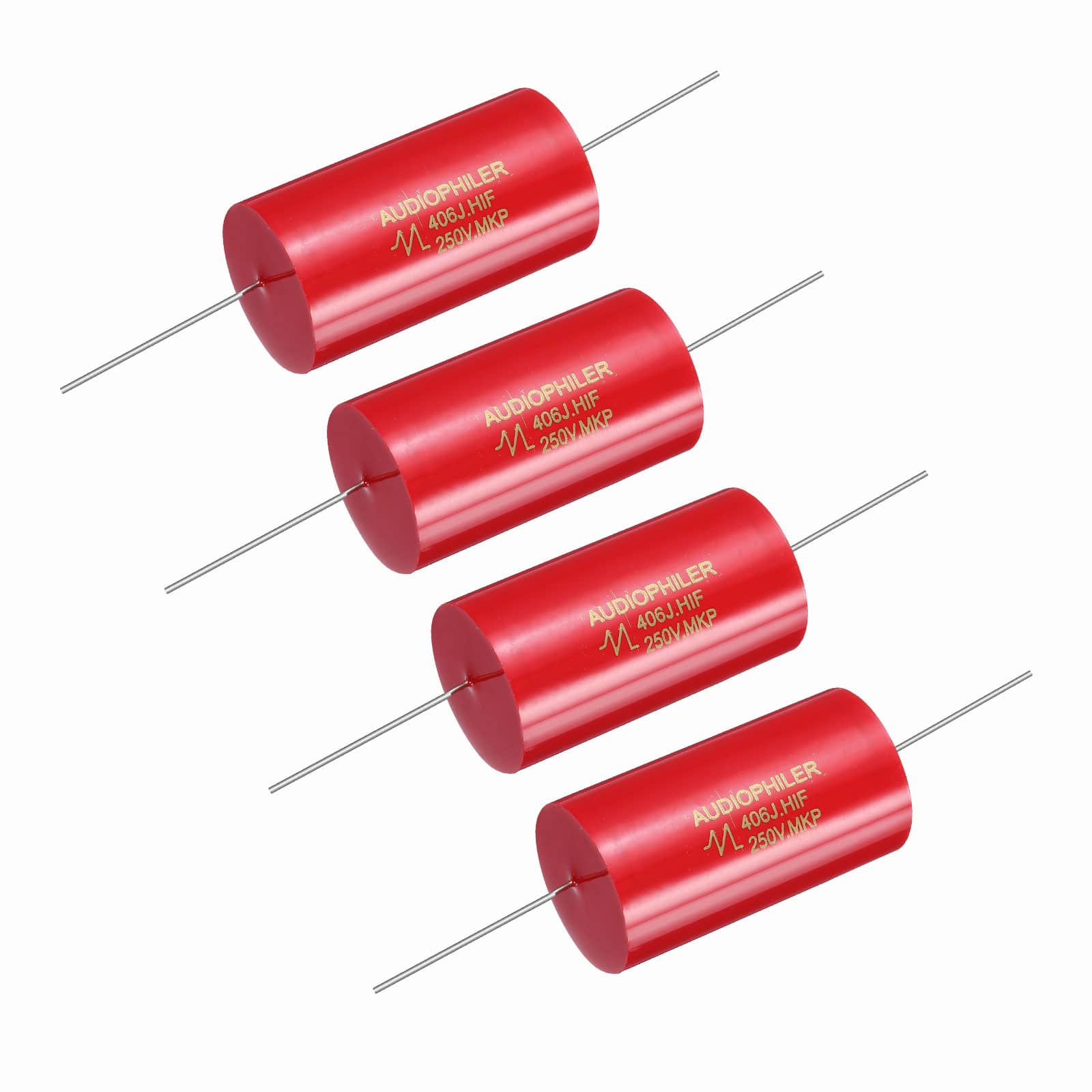 Unique Bargains - 4pcs 40uF 250V Axial MKP Film Capacitor for Audio Speaker Crossover Frequency Divider - Red price history on PriceWatchPro