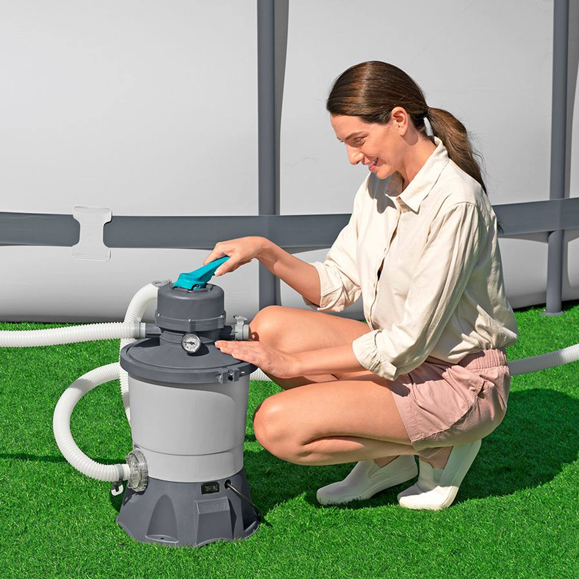Alt View 1. Bestway - Bestway 950 Gallon Sand Filter Pump for Above Ground Outdoor Swimming Pools - Gray.