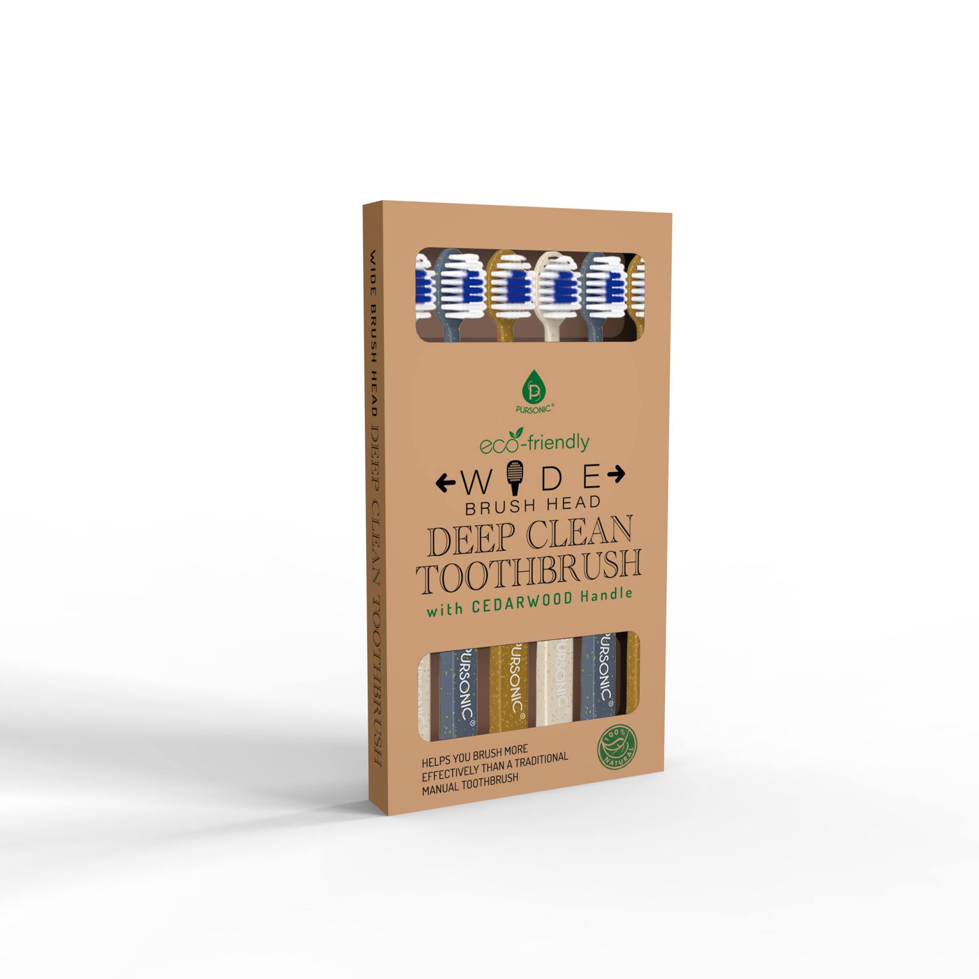 120 AI P PURSONIC" eco-friendly WIDE BRUSH HEAD DEEP CLEAN TOOTHBRUSH with CEDARWOOD Handle

PURSONIC

HELPS YOU BRUSH MORE EFFECTIVELY THAN A TRADITIONAL MANUAL TOOTHBRUSH