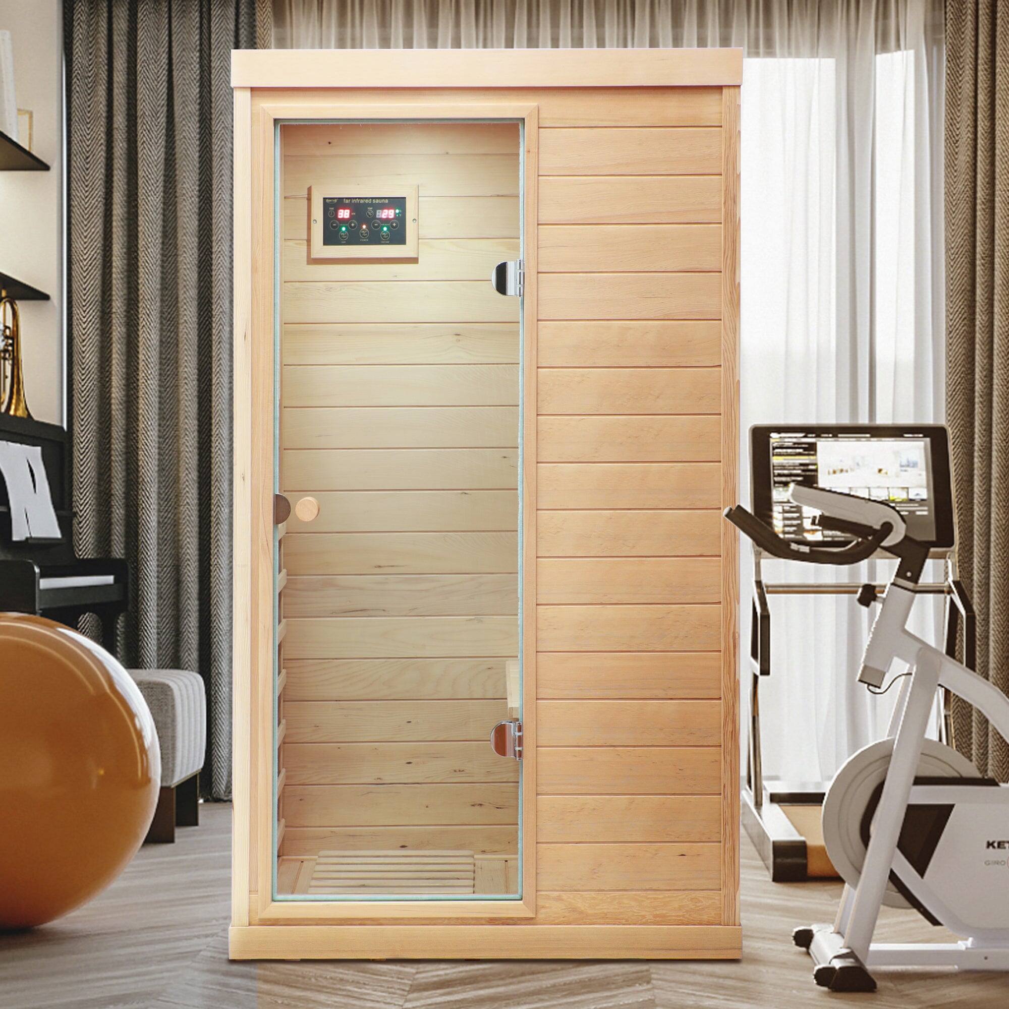 Alt View 4. Boyel Living - One Person Indoor Infrared Sauna with Left-Side Door and Bluetooth Speaker - Natural.
