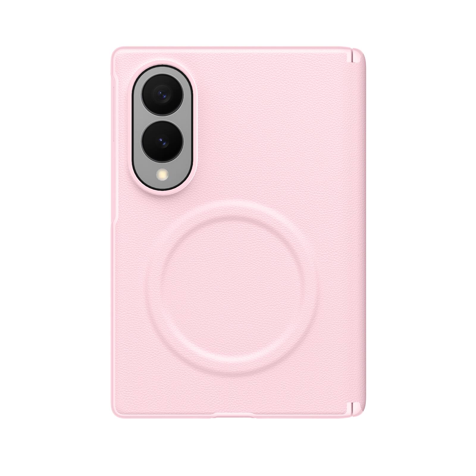Alt View 5. UUCOVER - For Samsung Galaxy Z Fold8 Vegan Leather Magnetic Case with Screen Protector, Magnetic Hinge Protection Slim Phone Cover - Pink.