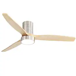 Sofucor - 52'' Low Profile Ceiling Fan with Integrated LED Light & Remote Quiet & Reversible DC Motor for Farmhouse Bedroom Office - Silver-burley Wood