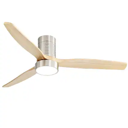 Front. Sofucor - 52'' Low Profile Ceiling Fan with Integrated LED Light & Remote Quiet & Reversible DC Motor for Farmhouse Bedroom Office - Silver-burley Wood.