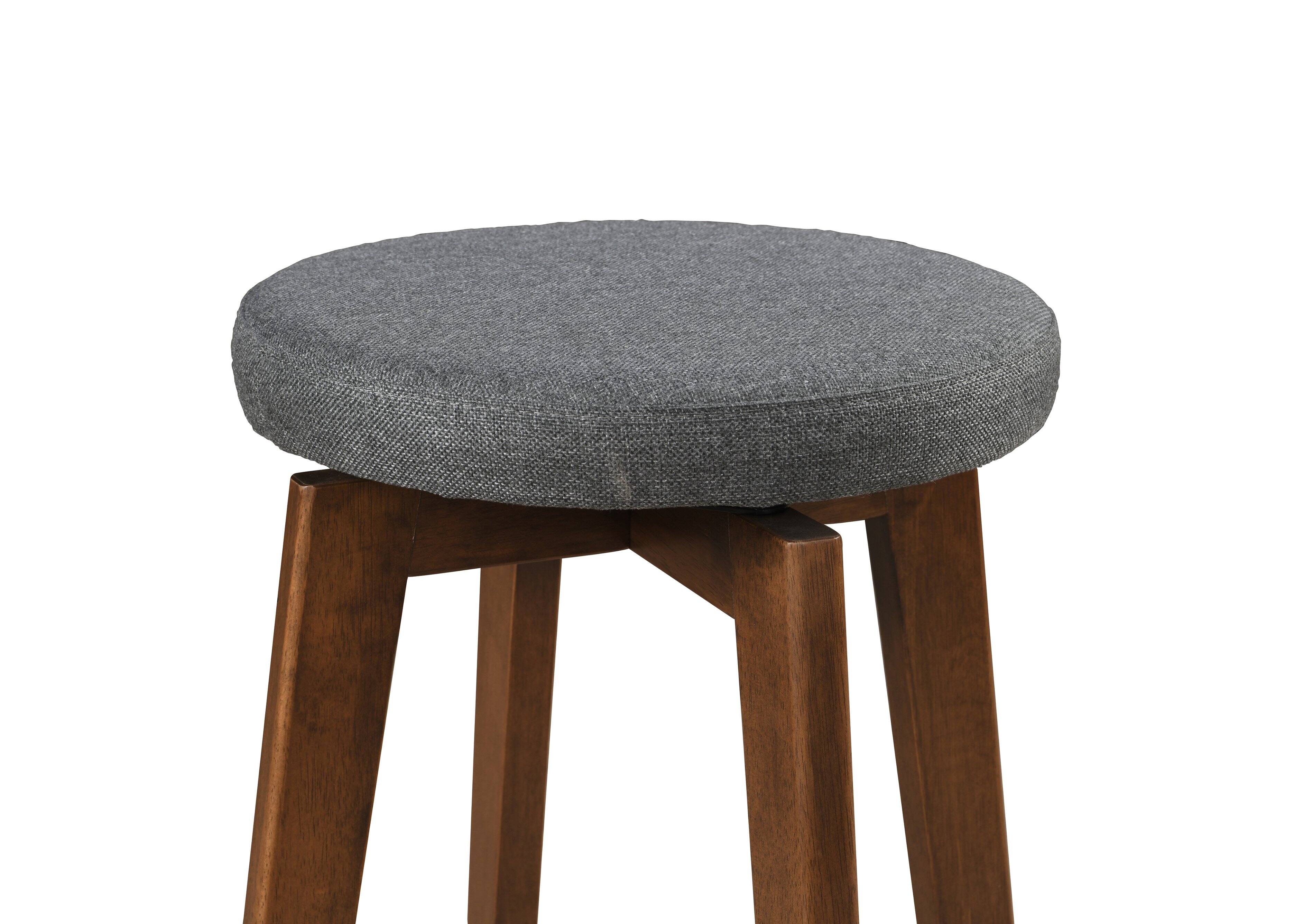 Alt View 4. LuXeo - Serena 29" Barstool Walnut Legs with Gray Fabric Upholstered Seat (Set of 2) - Walnut/Gray.