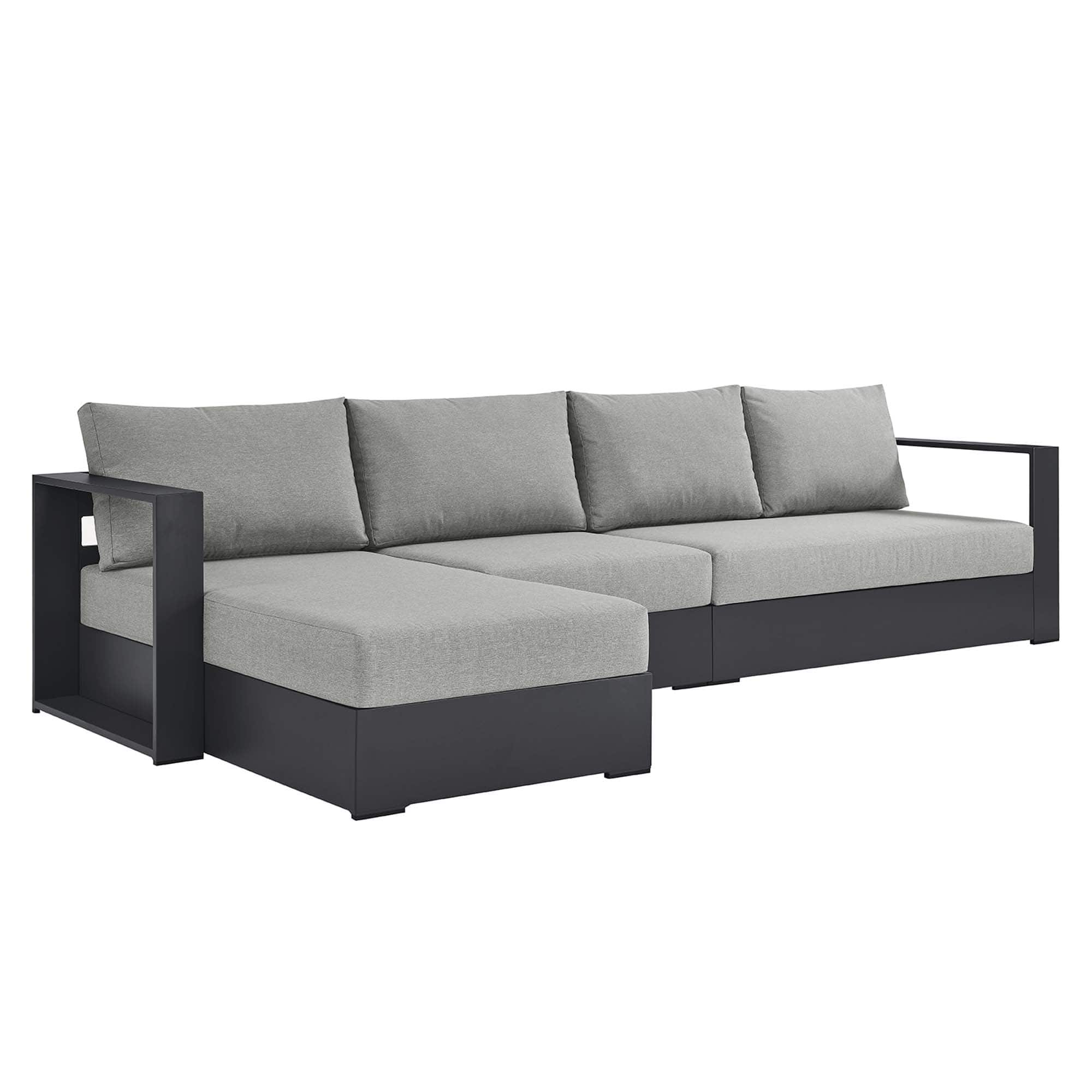 Modway - Tahoe 3-Piece Outdoor Powder-Coated Aluminum Left-Facing Chaise Sectional Sofa Set - Gray Gray price history on PriceWatchPro